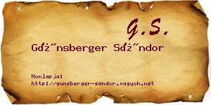 Günsberger Sándor névjegykártya